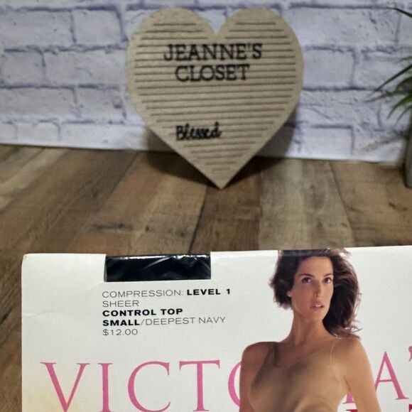 Victoria's Secret PulsePoints Compression Level 1 Panty Hose Navy Small Vtg New - Picture 3 of 6